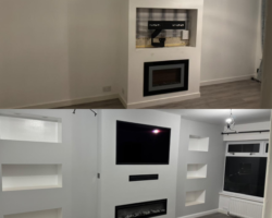 Before & After – Custom TV Feature Wall in Plasterboard example 1