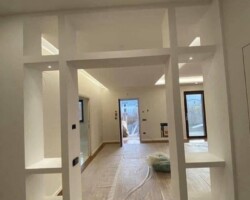 Custom plasterboard niches with integrated recessed lighting, finished with high-quality plastering and painting venetian 7