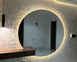 Textured Wall Finish with Backlit Mirror and LED Lighting venetian 9